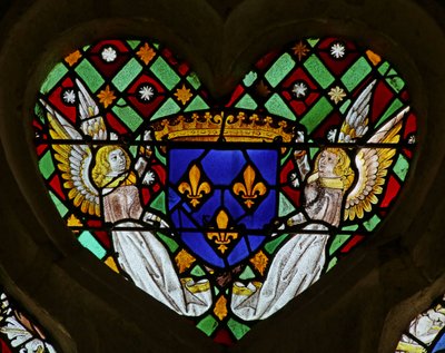 Window depicting Angels with a Shield of Arms for France by French School